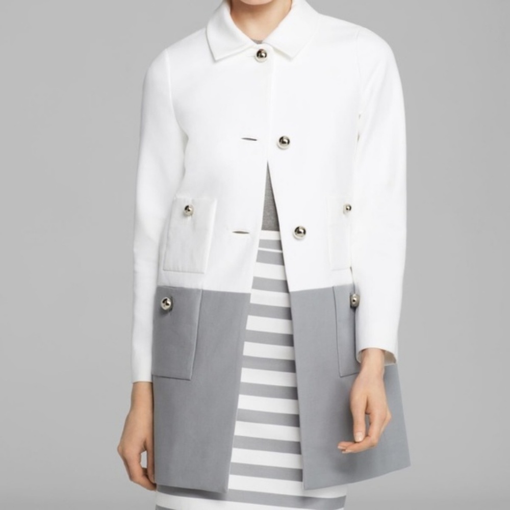 (Sold) Kate Spade NWT White & Gray Pea Coat - Picture 1 of 7